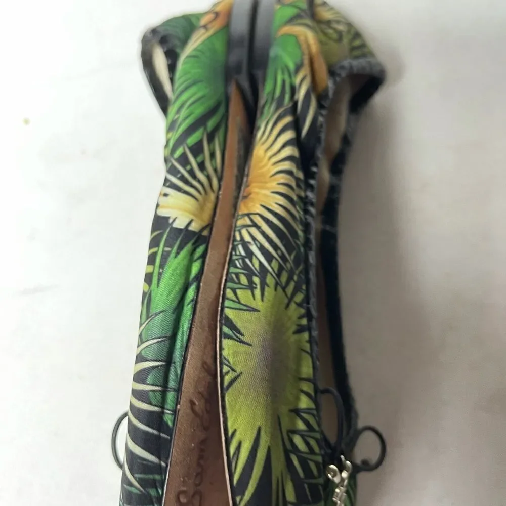 Sam Edelman Felicia tropical prints ballerina flats  black leather trim SZ8M